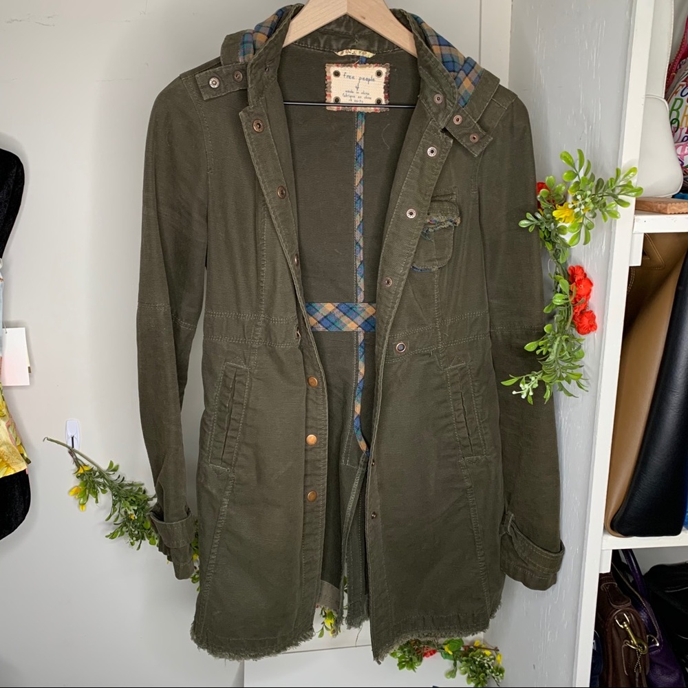 Free People Green Military Utility Jacket